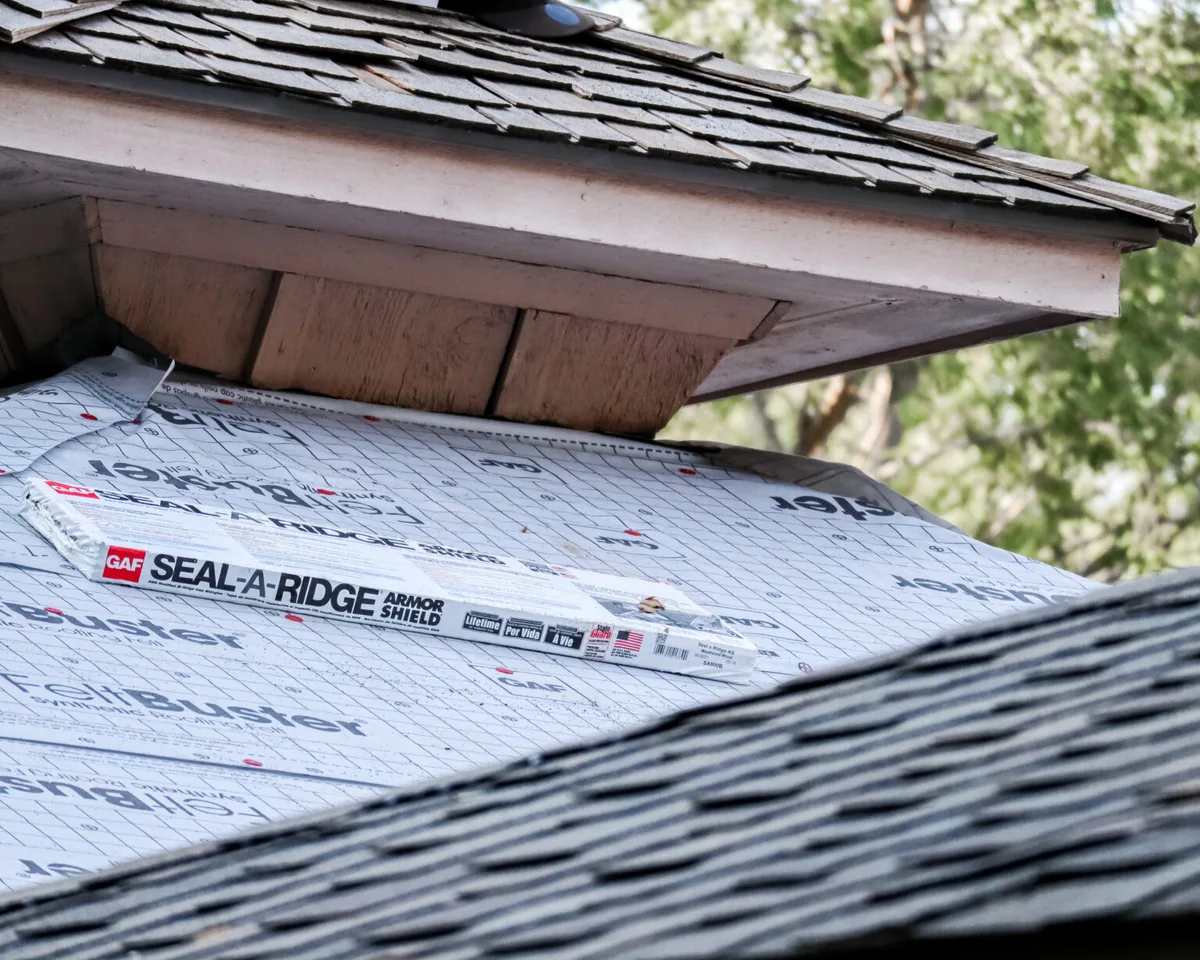 Protective underlayment and careful flashing detail on a Guardian roofing project